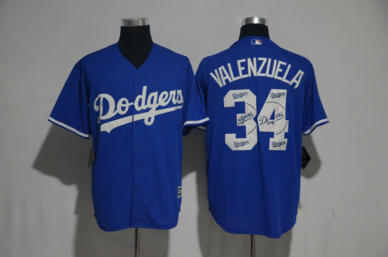2017 MLB Los Angeles Dodgers #34 Valenzuela Blue Fashion Edition Jerseys